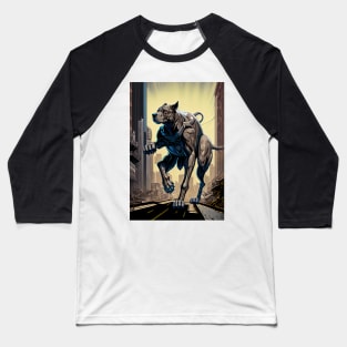 Giant futuristic robot cyborg dog attacking the city Baseball T-Shirt